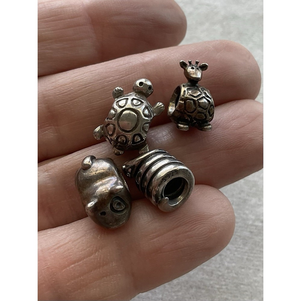 Pandora Lot Of 4 ALE 925 Sterling Silver Charm Snake Giraffe Turtle Dog - Picture 10 of 10